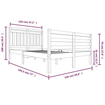 vidaXL Cadre de lit sans matelas blanc bois massif