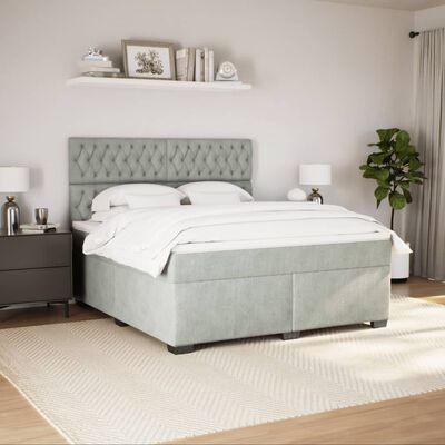 vidaXL Sommier à lattes de lit et matelas Gris clair 180x200cm Velours