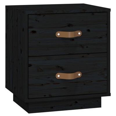 vidaXL Table de chevet Noir 40x34x45 cm Bois de pin massif