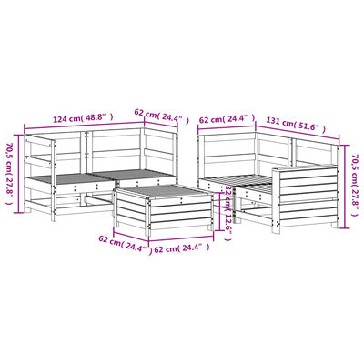 vidaXL Salon de jardin 5 pcs bois de pin imprégné