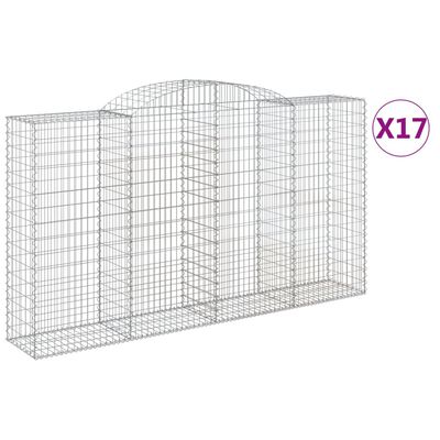 vidaXL Paniers à gabions arqués 17 pcs 300x50x160/180 cm fer galvanisé