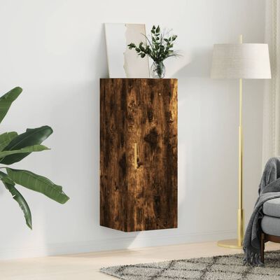 vidaXL Armoire murale chêne fumé 34,5x34x90 cm