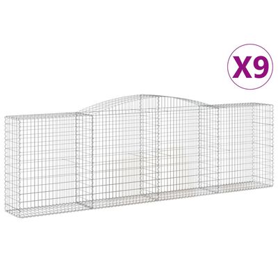 vidaXL Paniers à gabions arqués 9 pcs 400x50x120/140 cm Fer galvanisé