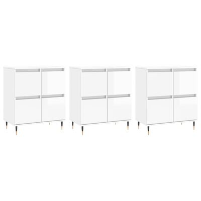 vidaXL Buffets 3 pcs blanc brillant bois d'ingénierie