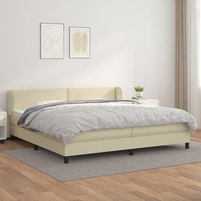 vidaXL Sommier à lattes de lit avec matelas Crème 200x200cm Similicuir