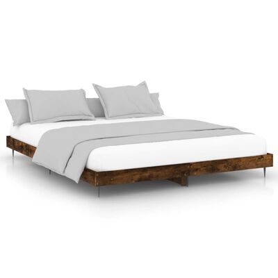 vidaXL Cadre de lit sans matelas chêne fumé 150x200 cm bois ingénierie