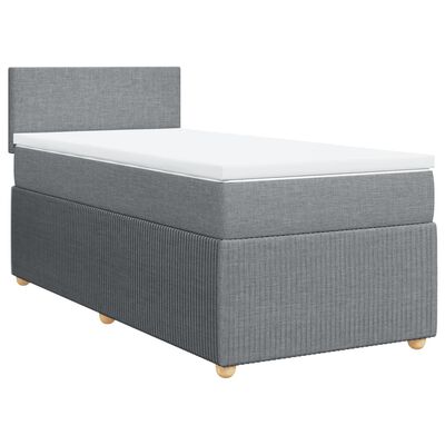 vidaXL Sommier à lattes de lit avec matelas Gris clair 100x200cm Tissu