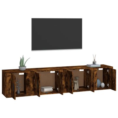 vidaXL Ensemble de meubles TV 4 pcs Chêne fumé Bois d'ingénierie