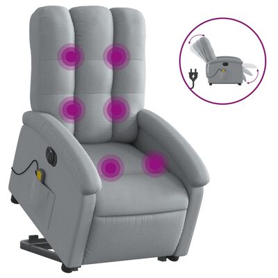 vidaXL Fauteuil inclinable de massage électrique Gris clair Tissu