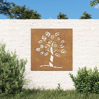 vidaXL Décoration murale jardin 55x55 cm acier corten design d'arbre