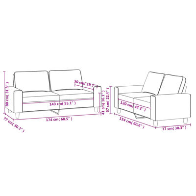 vidaXL Ensemble de canapés 2 pcs taupe tissu