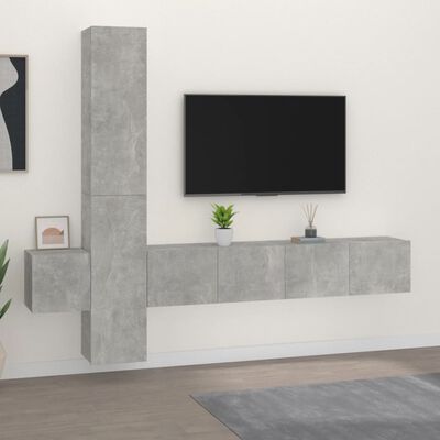 vidaXL Ensemble de meubles TV 5 pcs Gris béton Bois d'ingénierie