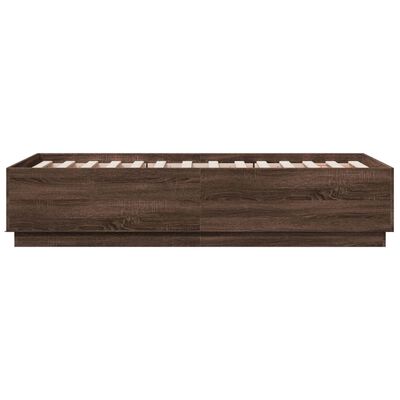 vidaXL Cadre de lit avec LED sans matelas chêne marron 75x190 cm