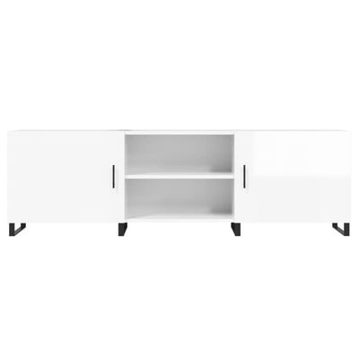 vidaXL Meuble TV blanc brillant 150x30x50 cm bois d'ingénierie