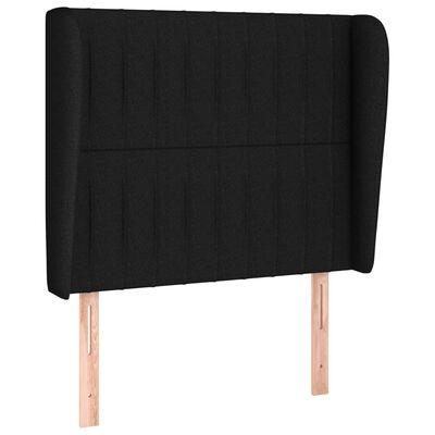 vidaXL Tête de lit avec oreilles Noir 93x23x118/128 cm Tissu