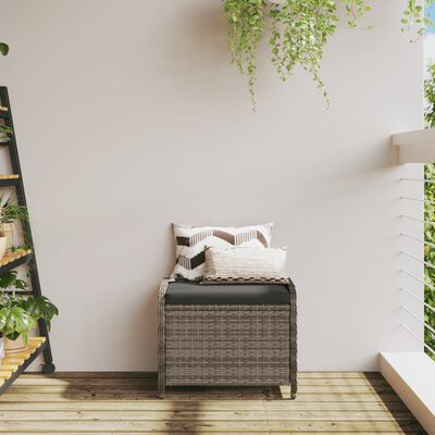 vidaXL Tabouret de jardin avec coussin gris 58x46x46 cm résine tressée