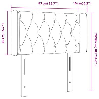 vidaXL Tête de lit avec oreilles Gris foncé 83x16x78/88 cm Velours