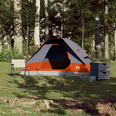 vidaXL Tente de camping à dôme 2 personnes gris et orange imperméable