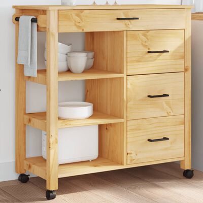 vidaXL Chariot de cuisine MONZA 84x40x90 cm bois massif de pin