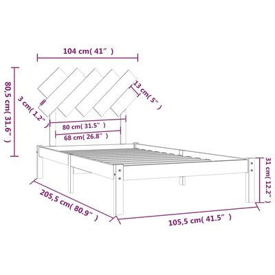 vidaXL Cadre de lit Blanc 100x200 cm Bois massif