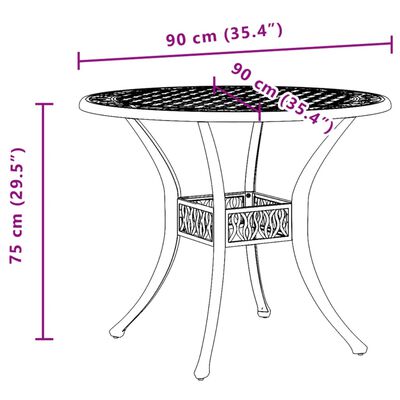 vidaXL Table de jardin bronze Ø90x75 cm aluminium coulé