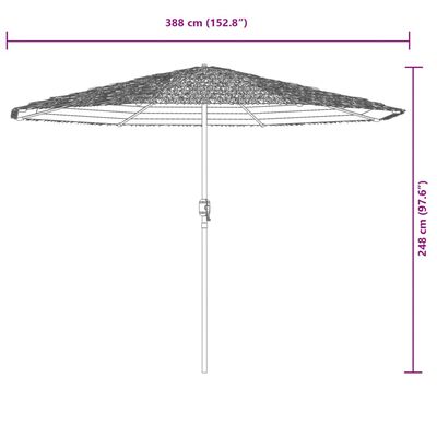 vidaXL Parasol de jardin avec mât en acier bleu 388x388x248 cm