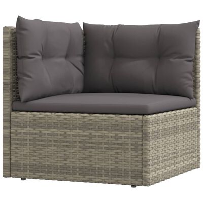 vidaXL Salon de jardin 7 pcs avec coussins Gris Résine tressée