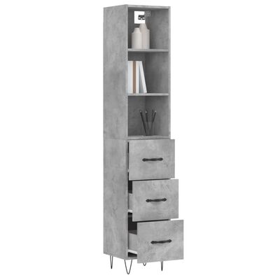 vidaXL Buffet haut Gris béton 34,5x34x180 cm Bois d'ingénierie