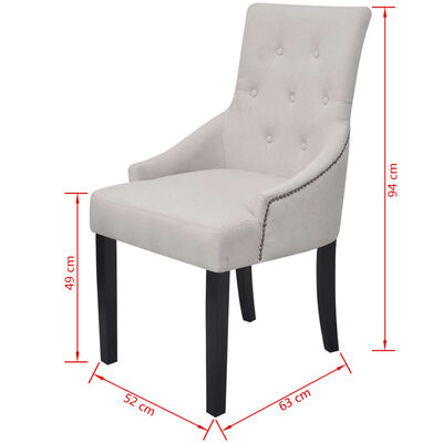 vidaXL Chaises à manger lot de 4 gris crème tissu