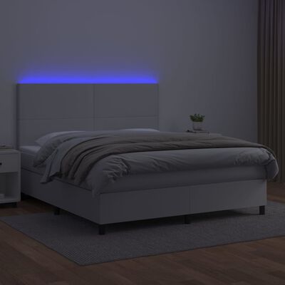 vidaXL Sommier à lattes de lit avec matelas et LED Blanc 180x200 cm