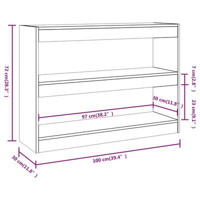 vidaXL Bibliothèque/Séparateur de pièce Blanc brillant 100x30x72 cm