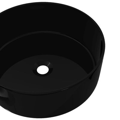 vidaXL Lavabo rond Céramique Noir 40 x 15 cm