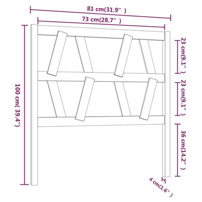 vidaXL Tête de lit Marron miel 81x4x100 cm Bois massif de pin