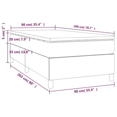 vidaXL Sommier à lattes de lit avec matelas Gris clair 90x200 cm Tissu