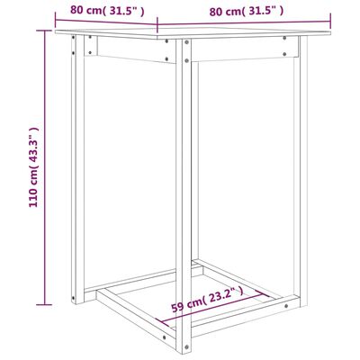 vidaXL Table de bar 80x80x110 cm Bois massif de pin