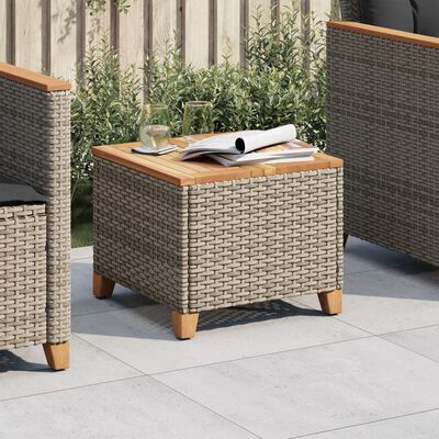 vidaXL Table de jardin gris 45x45x37 cm résine tressée et bois acacia