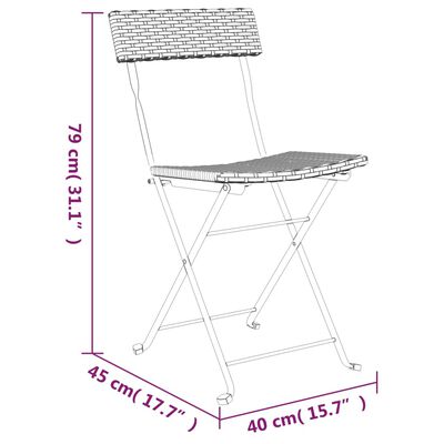 vidaXL Chaises de bistrot pliantes lot de 2 Résine tressée et acier