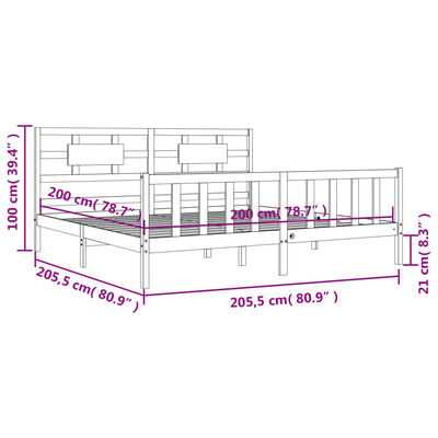 vidaXL Cadre de lit sans matelas 200x200 cm bois massif de pin