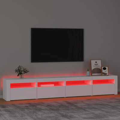 vidaXL Meuble TV avec lumières LED Blanc 240x35x40 cm