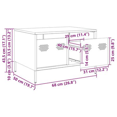 vidaXL Meuble TV blanc 68x50x43,5 cm acier laminé à froid