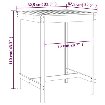 vidaXL Table de jardin blanc 82,5x82,5x110 cm bois massif de pin