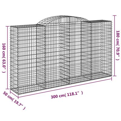 vidaXL Paniers à gabions arqués 4 pcs 300x50x160/180 cm fer galvanisé