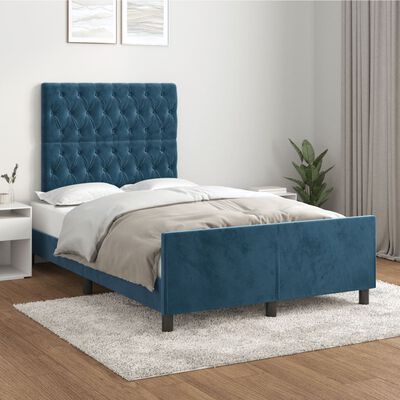 vidaXL Cadre de lit sans matelas bleu foncé 120x190 cm velours