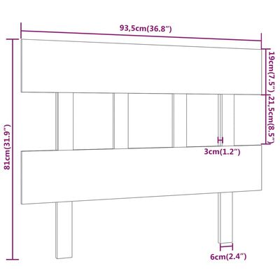 vidaXL Tête de lit Noir 93,5x3x81 cm Bois massif de pin