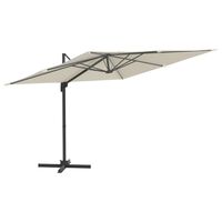 vidaXL Parasol déporté avec mât en aluminium Blanc sable 400x300 cm