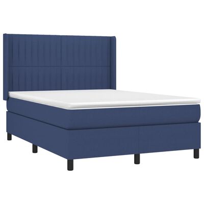 vidaXL Sommier à lattes de lit avec matelas Bleu 140x200 cm Tissu