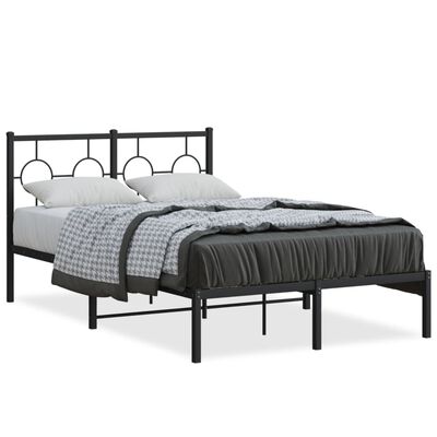 vidaXL Cadre de lit métal sans matelas avec tête de lit noir 120x190cm