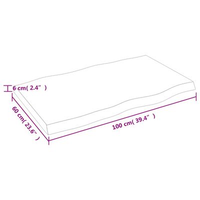 vidaXL Dessus de table bois massif non traité bordure assortie