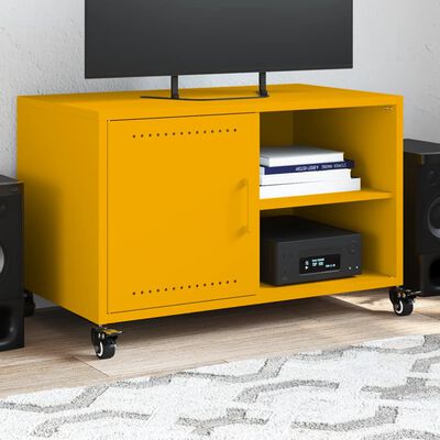 vidaXL Meuble TV jaune moutarde 68x39x43,5 cm acier