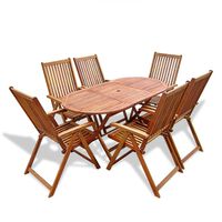 vidaXL Mobilier à dîner d'extérieur 7 pcs en Bois d'acacia solide